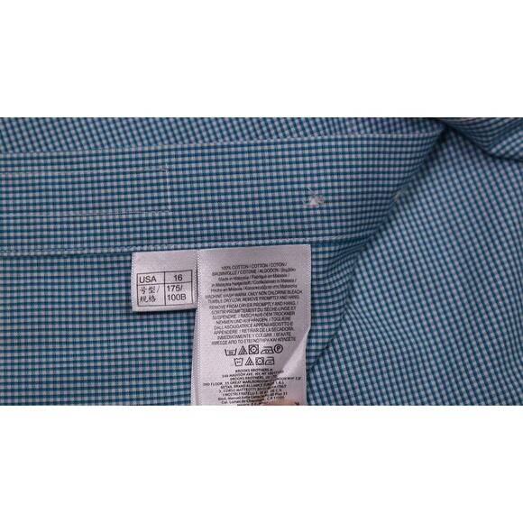 Brooks Brothers Slim Fit Non-Iron Green/White Gingham Check Dress Shirt 16-35 - Picture 7 of 7